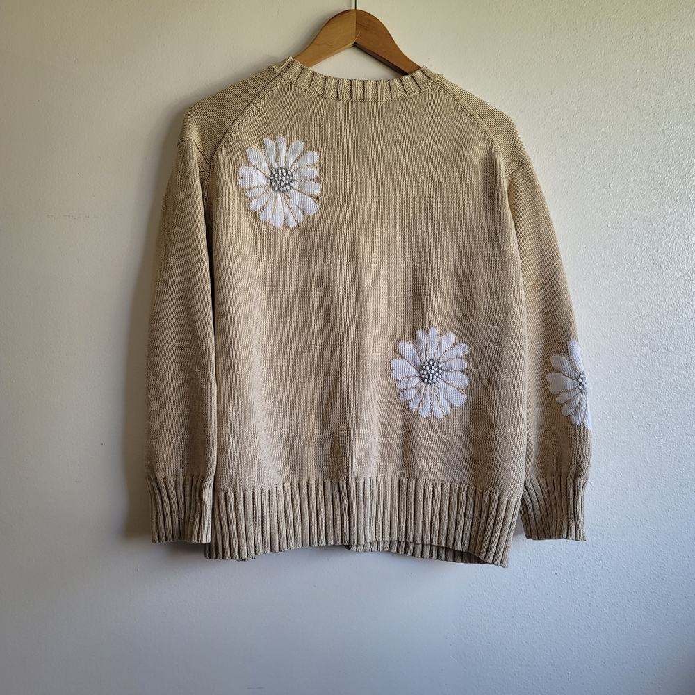 Tuckernuck, Miss Daisy Sweater, Tan/White,  Size Medium - Picture 10 of 10